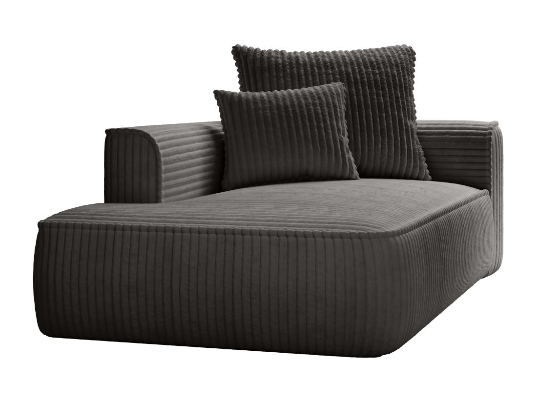 Vente Unique Méridienne Gauche En Velours Côtelé Grosses Côtes Gris Anthracite PINETA