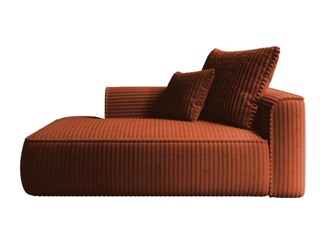 Vente Unique Méridienne Gauche En Velours Côtelé Grosses Côtes Terracotta PINETA