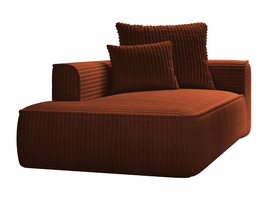 Vente Unique Méridienne Gauche En Velours Côtelé Grosses Côtes Terracotta PINETA