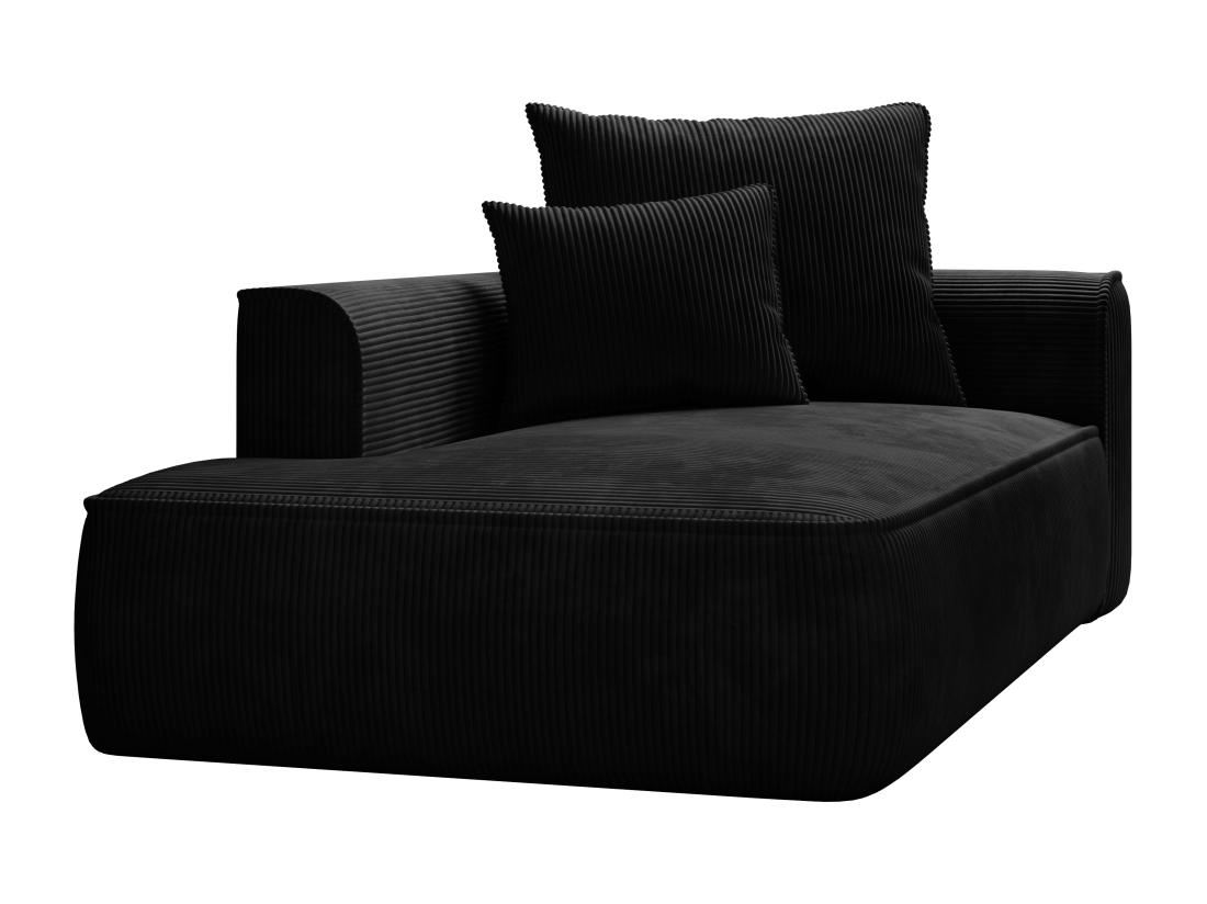 Vente Unique Méridienne Gauche En Velours Côtelé Noir PINETA