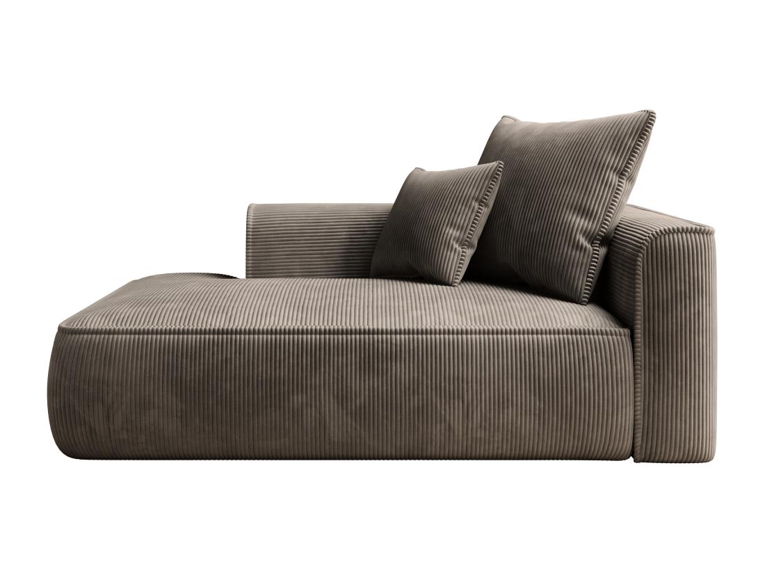 Vente Unique Méridienne Gauche En Velours Côtelé Taupe PINETA