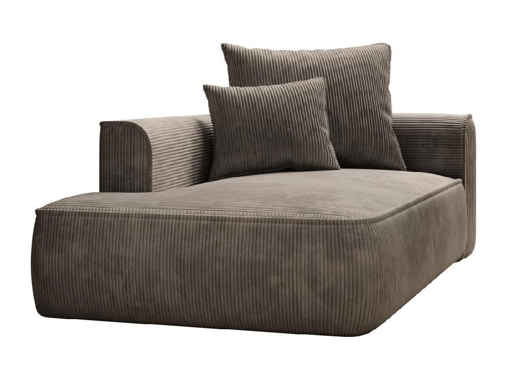 Vente Unique Méridienne Gauche En Velours Côtelé Taupe PINETA