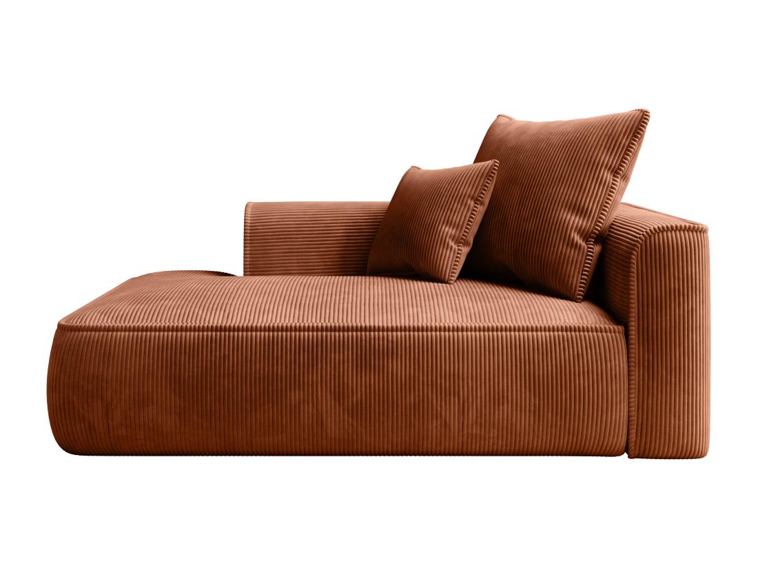 Vente Unique Méridienne Gauche En Velours Côtelé Terracotta PINETA