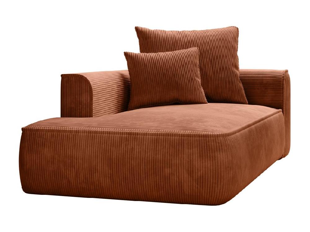 Vente Unique Méridienne Gauche En Velours Côtelé Terracotta PINETA