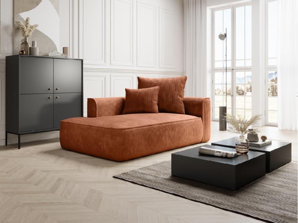 vente unique Méridienne gauche en velours côtelé terracotta PINETA