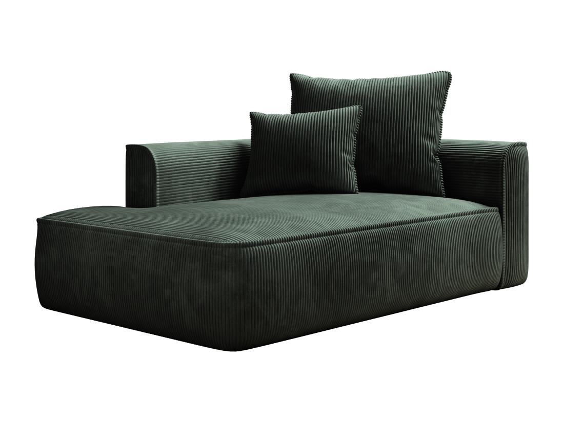 Vente Unique Méridienne Gauche En Velours Côtelé Vert PINETA