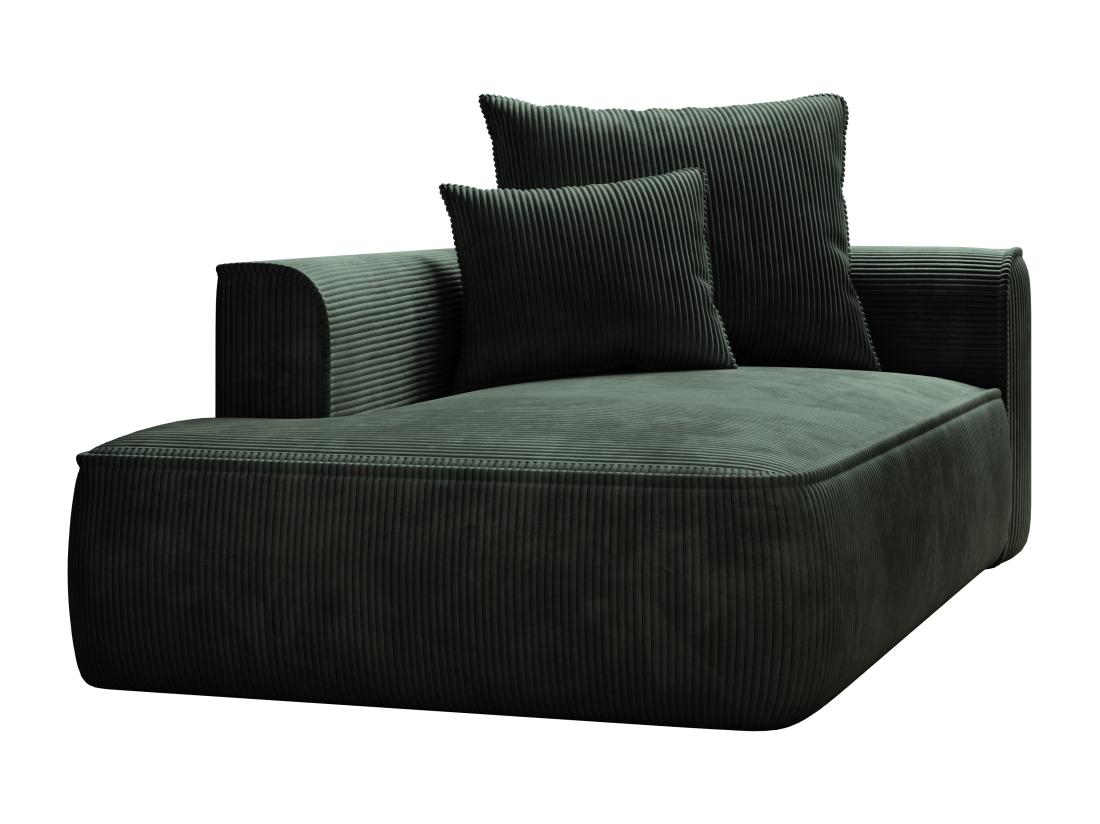 Vente Unique Méridienne Gauche En Velours Côtelé Vert PINETA