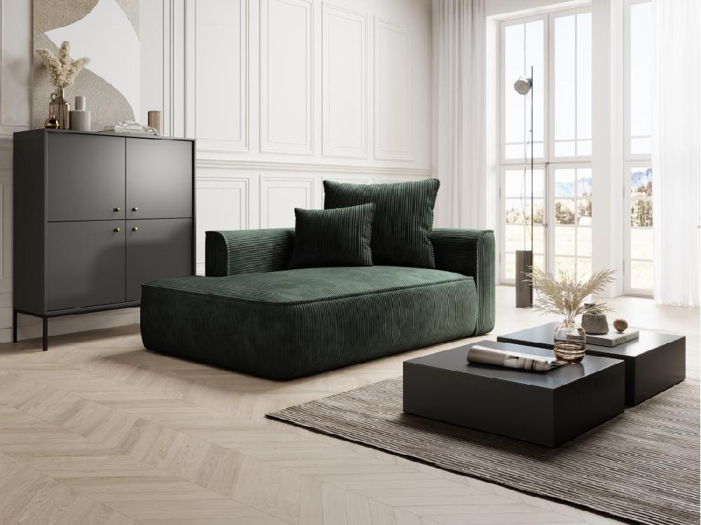 vente unique Méridienne gauche en velours côtelé vert PINETA