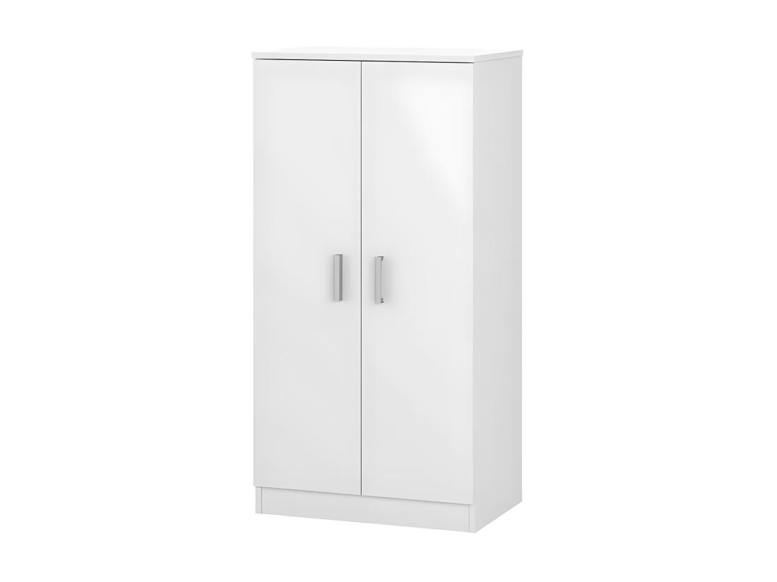 vente unique Meuble à chaussure 2 portes Blanc - BASICA - L 55 x l 36 x H 108 cm