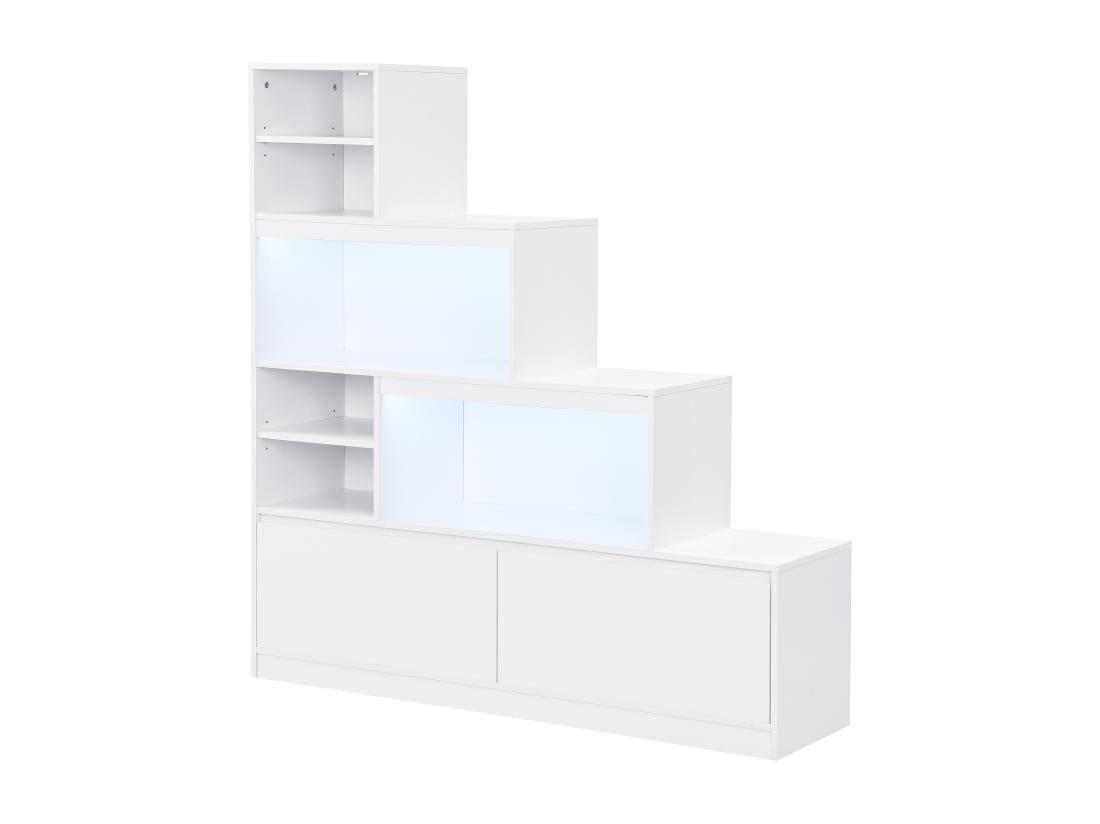 Vente Unique Meuble à Chaussures 2 Portes Et 6 Niches Avec LEDs En MDF - Blanc - LOVILA