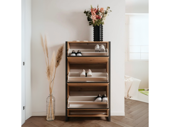 Vente Unique Meuble à Chaussures 3 Abattants L70 Cm - DENVER