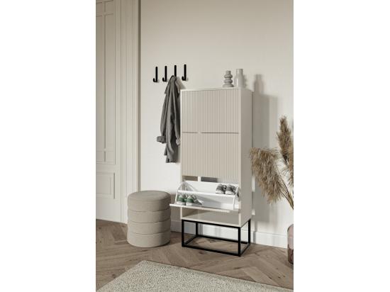 Vente Unique Meuble à Chaussures 3 Portes - 50x30x125 Cm - Grège Avec Pieds Noires - VELDIO