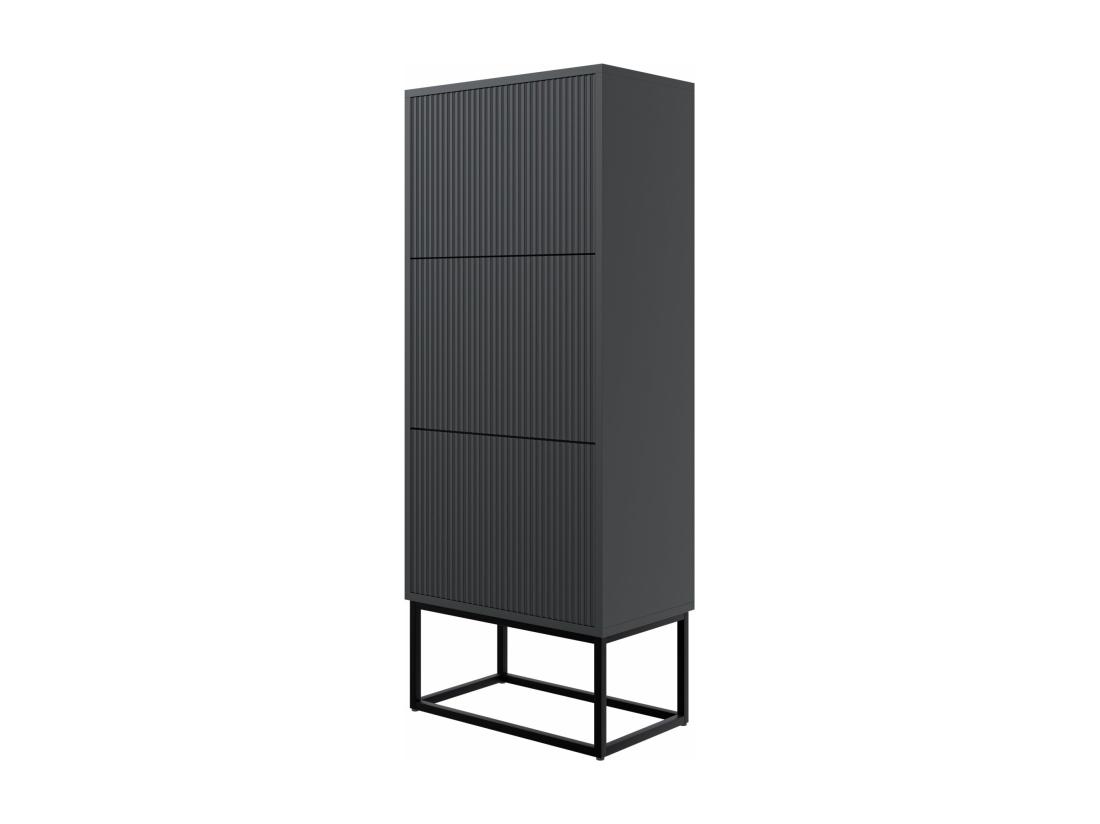 vente unique Meuble à chaussures 3 portes - 50x30x125 cm - noir avec pieds noires - VELDIO