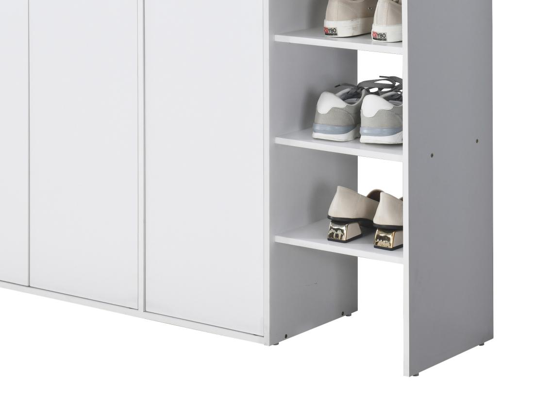 Vente Unique Meuble à Chaussures 3 Portes Et 3 Niches - Blanc Et Naturel Clair - SKAIDO