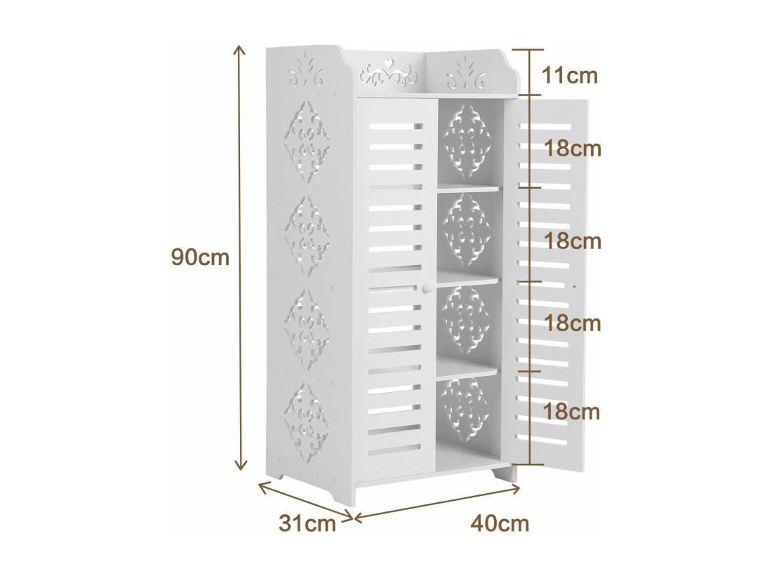 vente unique Meuble à Chaussures 5 Étagères Armoire à chaussures d'entrée 2 portes Conception de motif découpé 40x31x90cm Blanc vente unique Meuble à Chaussures 5 Étagères Armoire à chaussures d'entrée 2 portes Conception de motif découpé 40x31x90cm Blanc