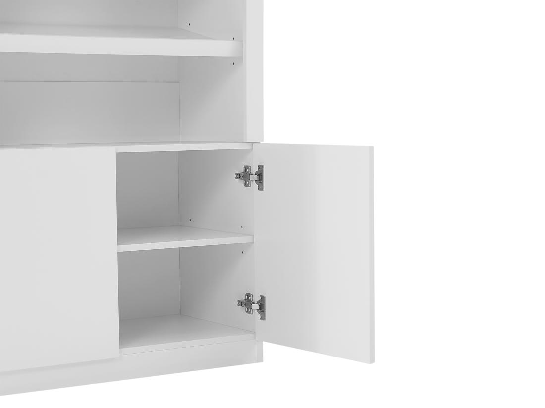 Vente Unique Meuble à Chaussures 5 Niches Et 2 Portes Avec LEDs En MDF - Blanc - DOLMINA