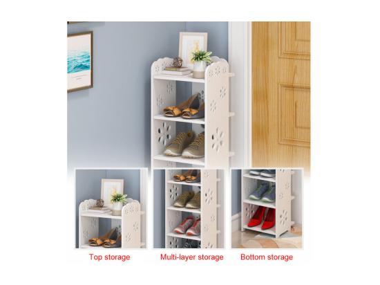 vente unique Meuble à Chaussures 7 Niveaux en Bois Plastique Étagère de Rangement à Chaussures 26x25x96CM Blanc