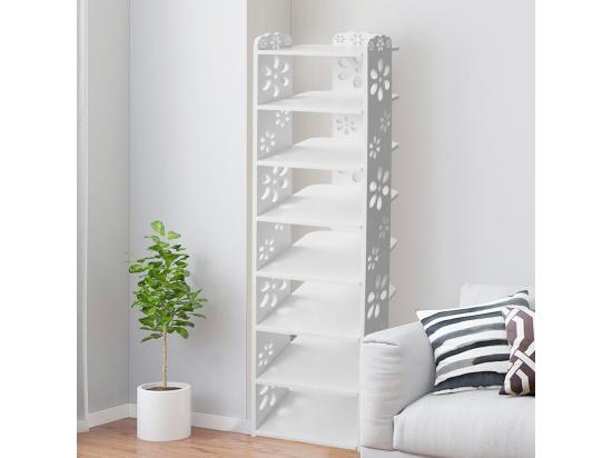 Vente Unique Meuble à Chaussures 8 Niveaux En Bois Plastique Étagère De Rangement à Chaussures 26x25x111CM Blanc