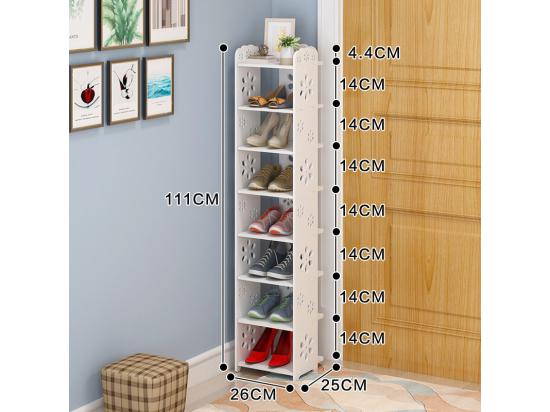 Vente Unique Meuble à Chaussures 8 Niveaux En Bois Plastique Étagère De Rangement à Chaussures 26x25x111CM Blanc