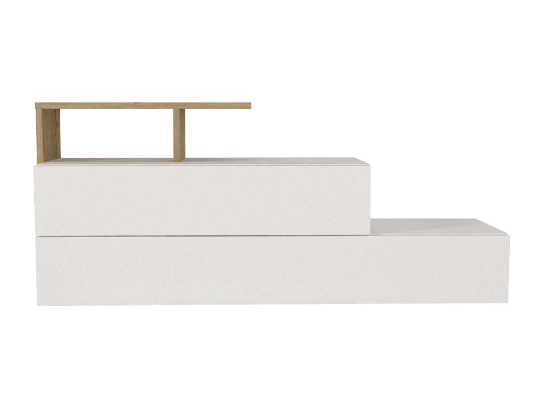 Vente Unique Meuble à Chaussures Avec 2 Portes Et 1 étagère - Blanc Et Naturel - DAVISTA