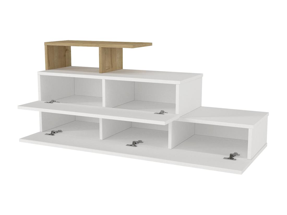 Vente Unique Meuble à Chaussures Avec 2 Portes Et 1 étagère - Blanc Et Naturel - DAVISTA