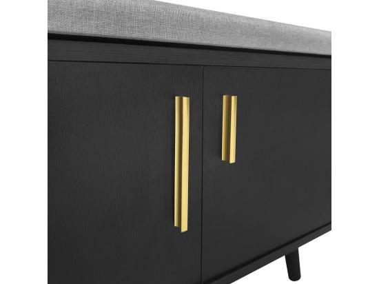 Vente Unique Meuble à Chaussures - Avec Banquette Et 2 Compartiments - Avec Poignées Et Pieds En Métal - Style Moderne - Noir