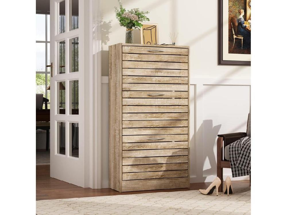 Vente Unique Meuble à Chaussures Avec Portes 54x24x107cm Marron