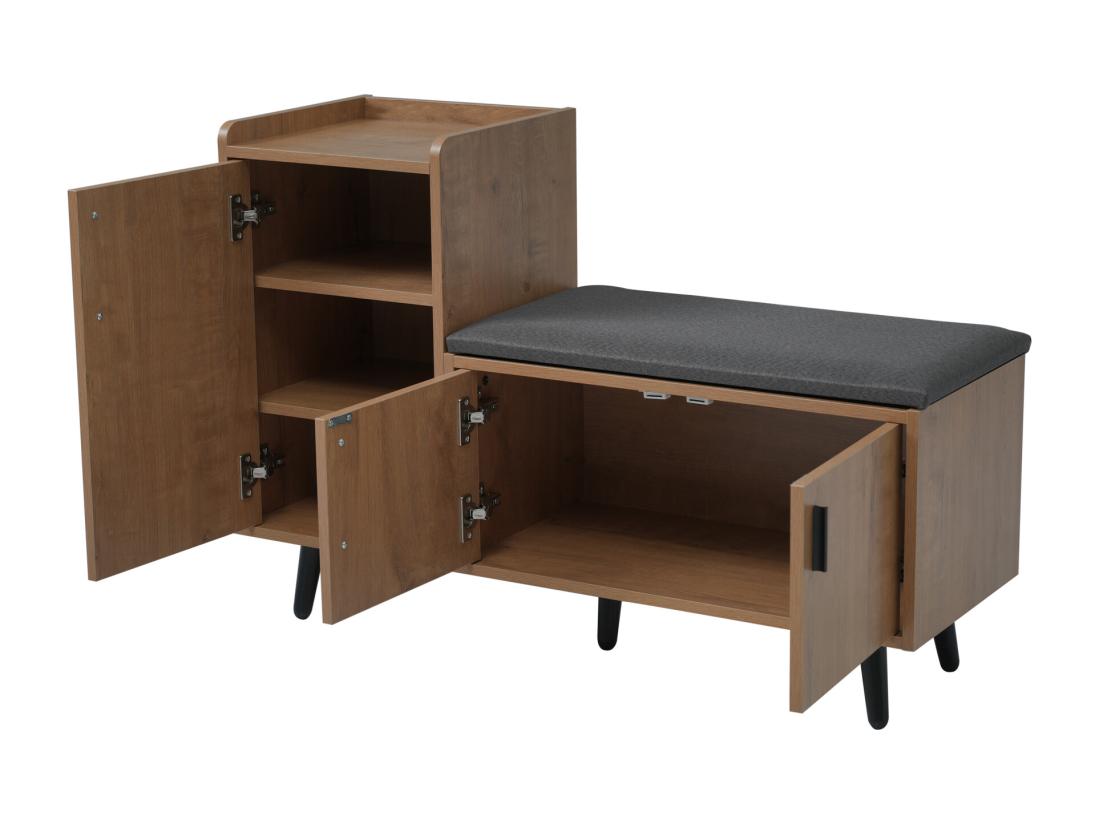 Vente Unique Meuble à Chaussures - Avec Une Banquette Et 3 Portes - Naturel