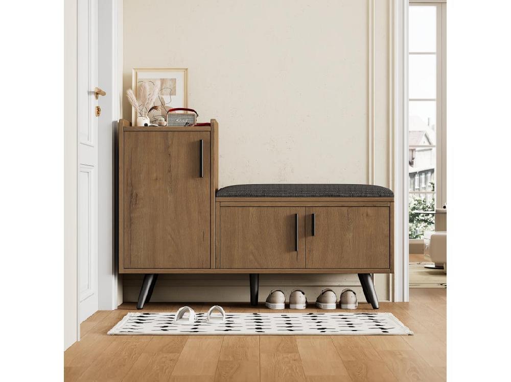 vente unique Meuble à chaussures - avec une banquette et 3 portes - Naturel