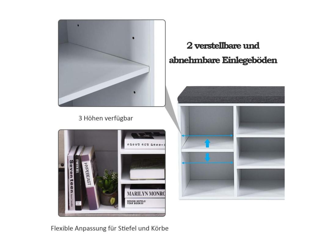 Vente Unique Meuble à Chaussures/Banc à Chaussures 104x30x48CM