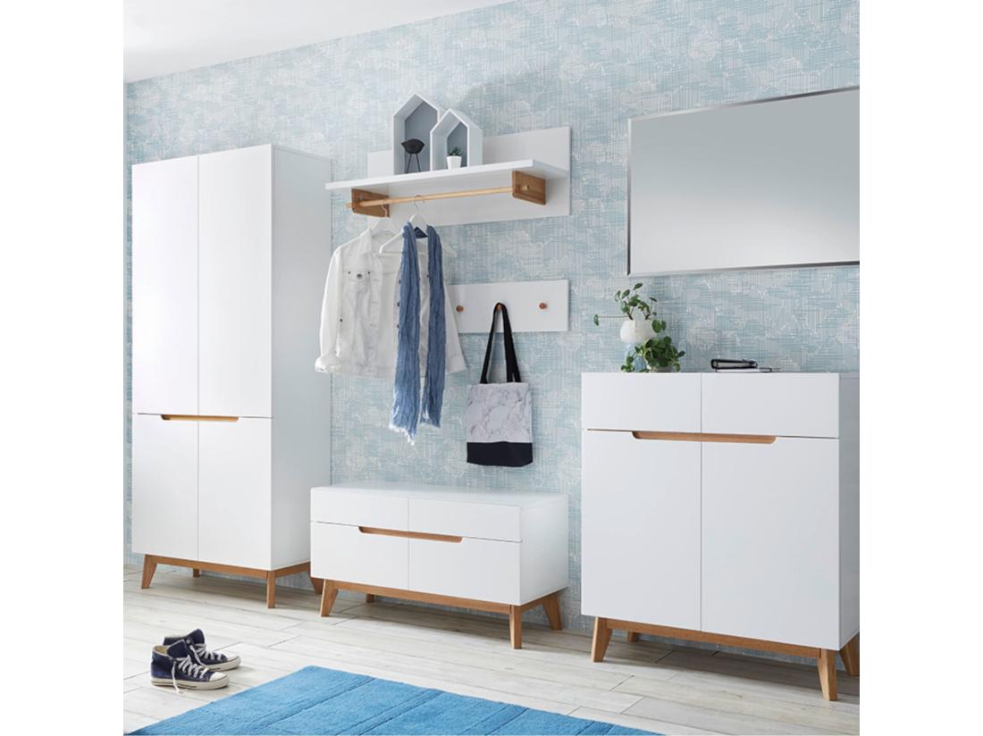 Vente Unique Meuble à Chaussures Blanc 4 Tiroirs Avec Banc - ET16023