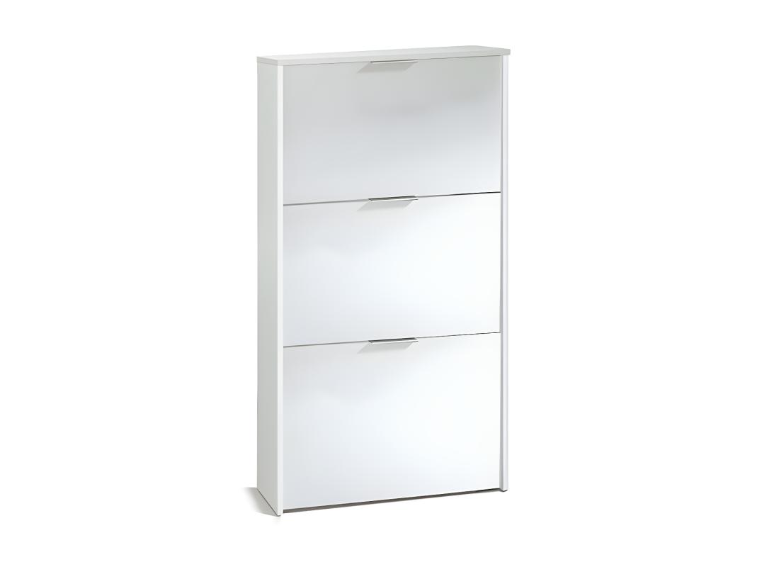 Vente Unique Meuble à Chaussures Blanc Brillant - TIARALA - L 60 X L 22 X H 113 Cm
