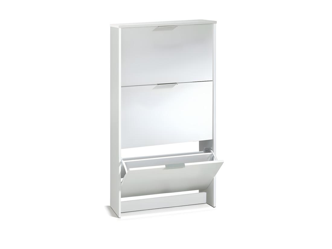 vente unique Meuble à chaussures Blanc brillant - TIARALA - L 60 x l 22 x H 113 cm