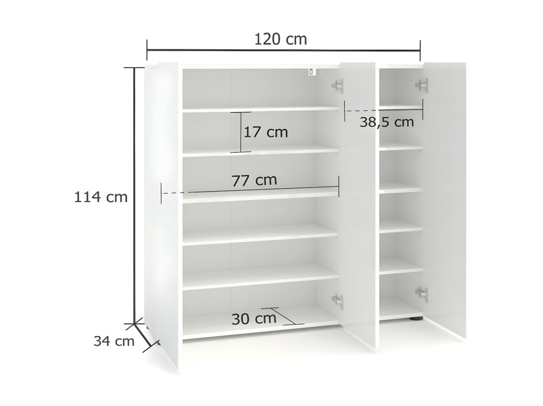vente unique Meuble à chaussures Centurion Meuble à chaussures Armoire d'entrée polyvalente Rangement pour chaussures Made in Italy 120x34h115 cm Blanc brillant