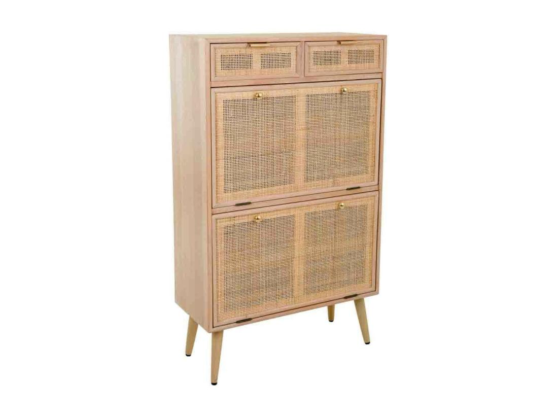 Vente Unique Meuble à Chaussures En Bois Et Grille Marron 70x32x120h