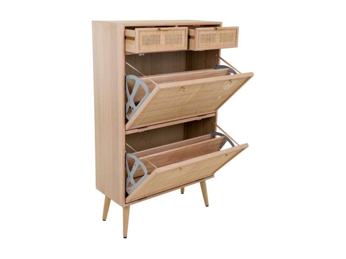 Vente Unique Meuble à Chaussures En Bois Et Grille Marron 70x32x120h