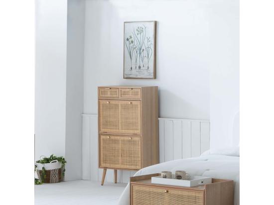 vente unique Meuble à chaussures en bois et grille marron 70x32x120h