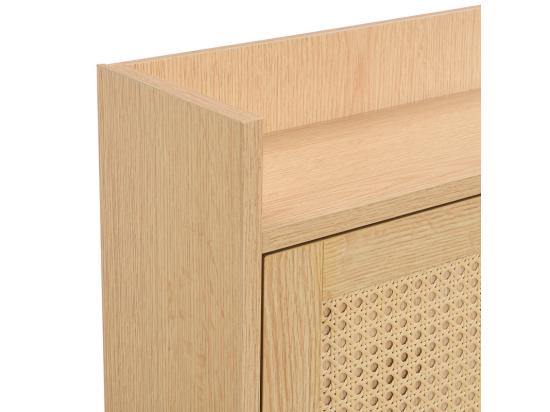 Vente Unique Meuble à Chaussures En Bois Et Rotin - 3 Portes Abattants Et 1 Tiroir - étagère Réglable - Naturel