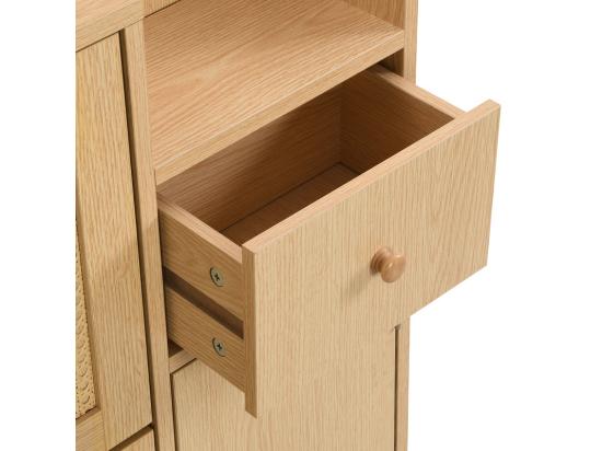 Vente Unique Meuble à Chaussures En Bois Et Rotin - 3 Portes Abattants Et 1 Tiroir - étagère Réglable - Naturel