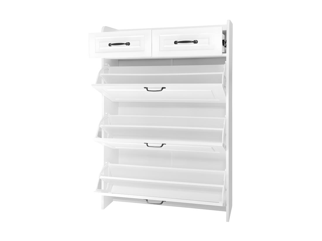 Vente Unique Meuble à Chaussures En Panneau De Particule - 3 Portes Abattants Et 2 Tiroirs - Blanc