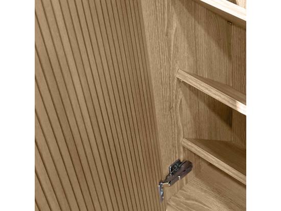 Vente Unique Meuble à Chaussures/rangement - H87cm X L90cm X P27cm Chêne Portes Impression Lattes - Sunne