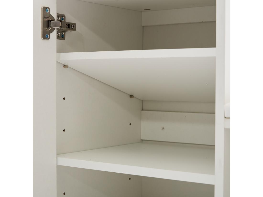 Vente Unique Meuble à Chaussures - Rangements à Plusieurs Niveaux & Assise Rembourrée - Blanc