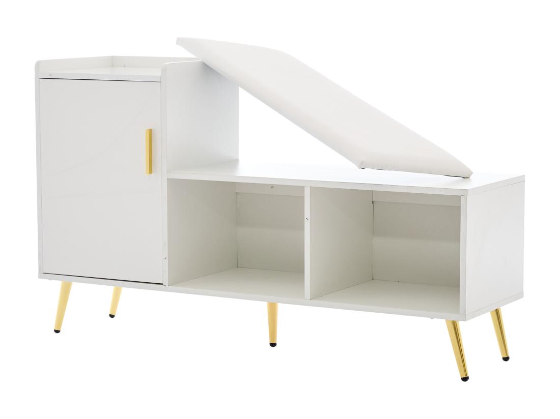 Vente Unique Meuble à Chaussures - Rangements à Plusieurs Niveaux & Assise Rembourrée - Blanc