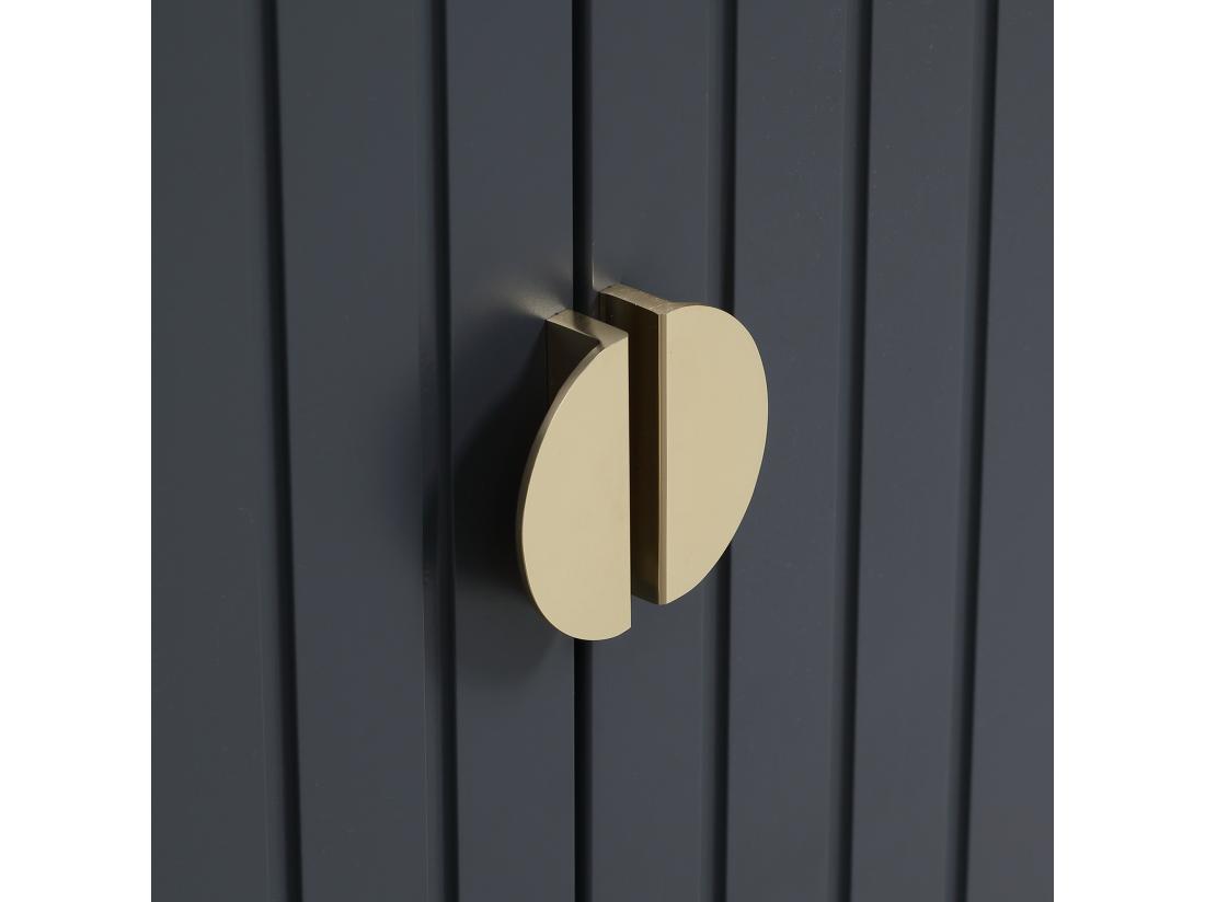 vente unique Meuble à chaussures style art déco 2 portes 3 étagères réglables niche acier doré panneaux gris