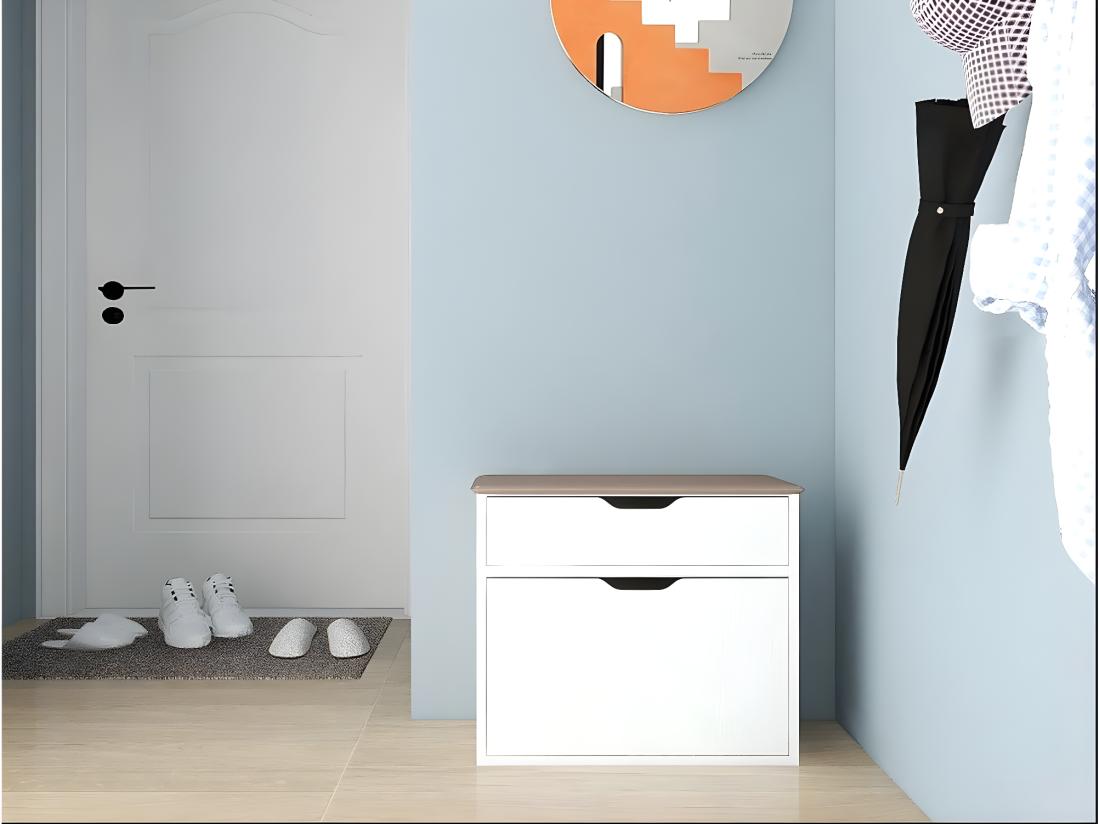 Vente Unique Meuble à Chaussures "Wade" - 60 X 23.8 X 68 Cm - Blanc