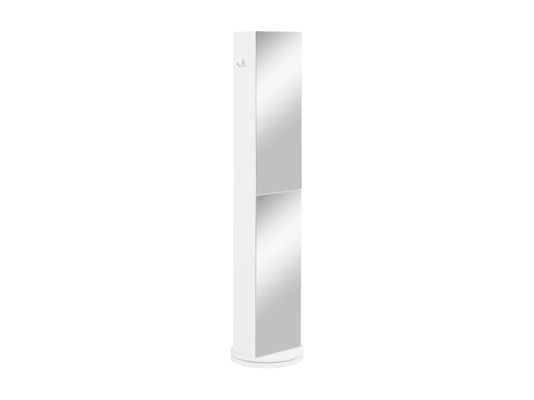 Vente Unique Meuble Colonne De Salle De Bain Pivotant Avec Miroir - 6 étagères - 36L X 36l X 171H Cm - Blanc