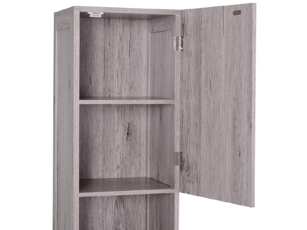 Vente Unique Meuble Colonne Rangement Salle De Bain Dim. 30L X 32l X 172H Cm 2 Placards Avec étagère + 2 Niches MDF Imitation Bois Gris