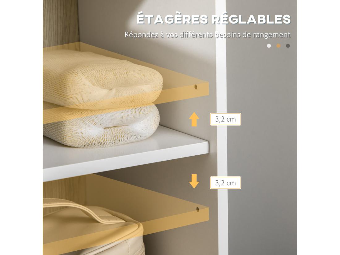 Vente Unique Meuble Colonne Rangement Salle De Bain Style Cosy 2 Niches 2 Portes Avec étagère Piètement épingle Acier Noir Blanc Aspect Chêne Clair