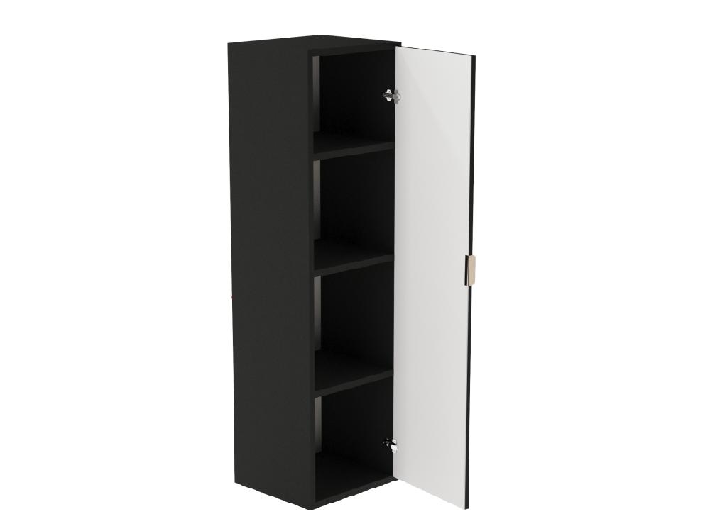 Vente Unique Meuble Colonne Suspendu De Salle De Bain WENA Façades Cannelées Willy 120x33x33 Cm Noir
