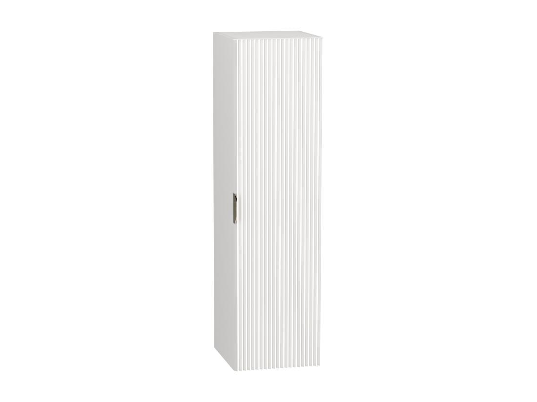 vente unique Meuble colonne suspendu de salle de bain WENA façades cannelées Willy 120x33x33 cm Blanc